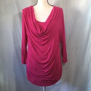 Apt.9 Long Sleeved Stretch Shirt w/Drape Front